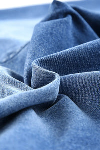 Thumbnail for Sky Blue Acid Wash Roll-up Edge Bermuda Short Jeans-17