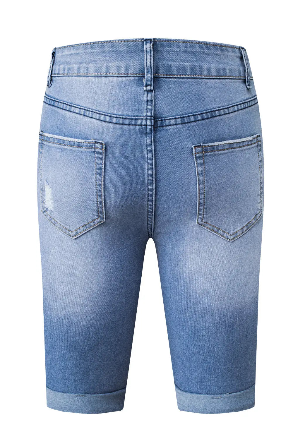 Sky Blue Acid Wash Roll-up Edge Bermuda Short Jeans-24