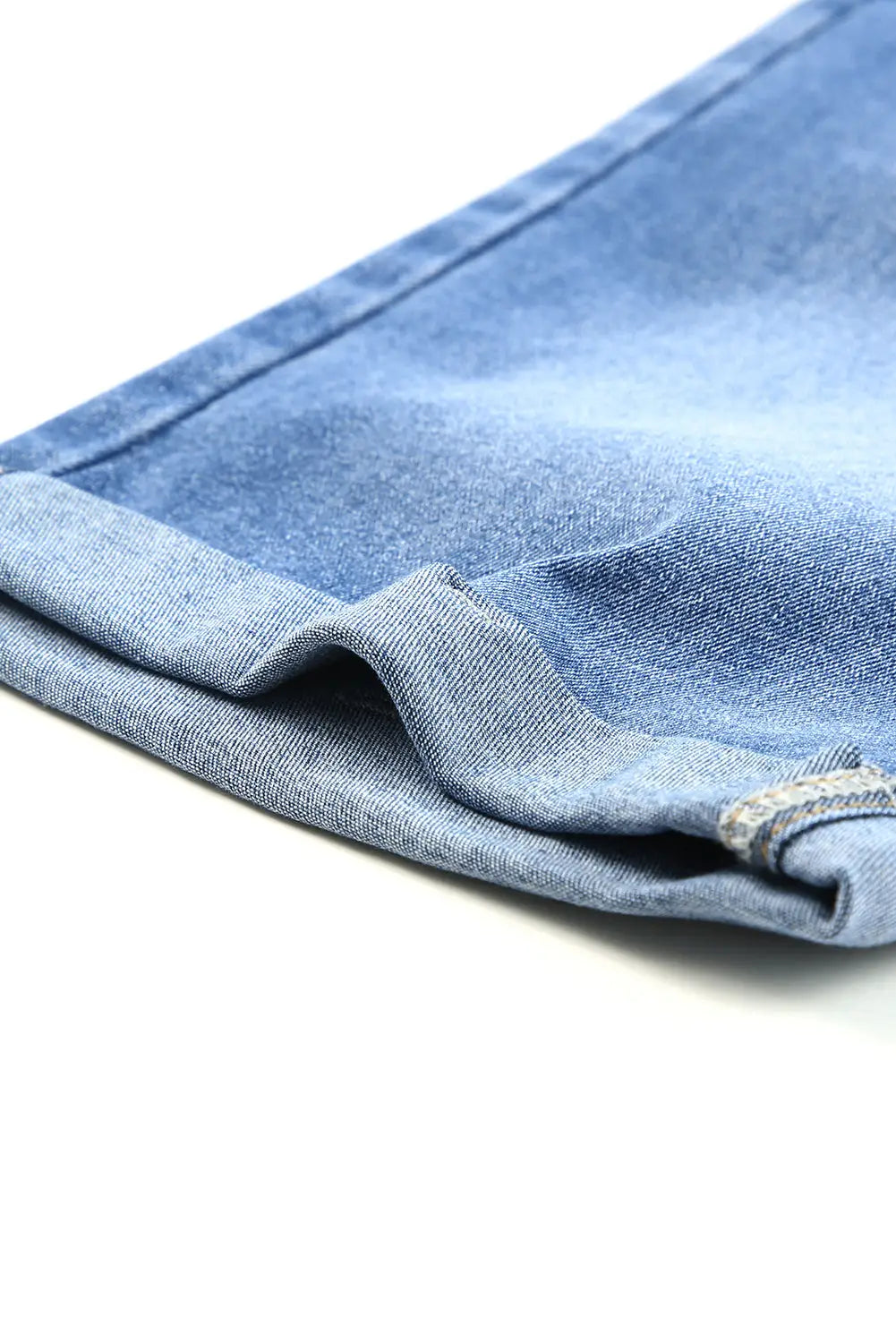 Sky Blue Acid Wash Roll-up Edge Bermuda Short Jeans-15
