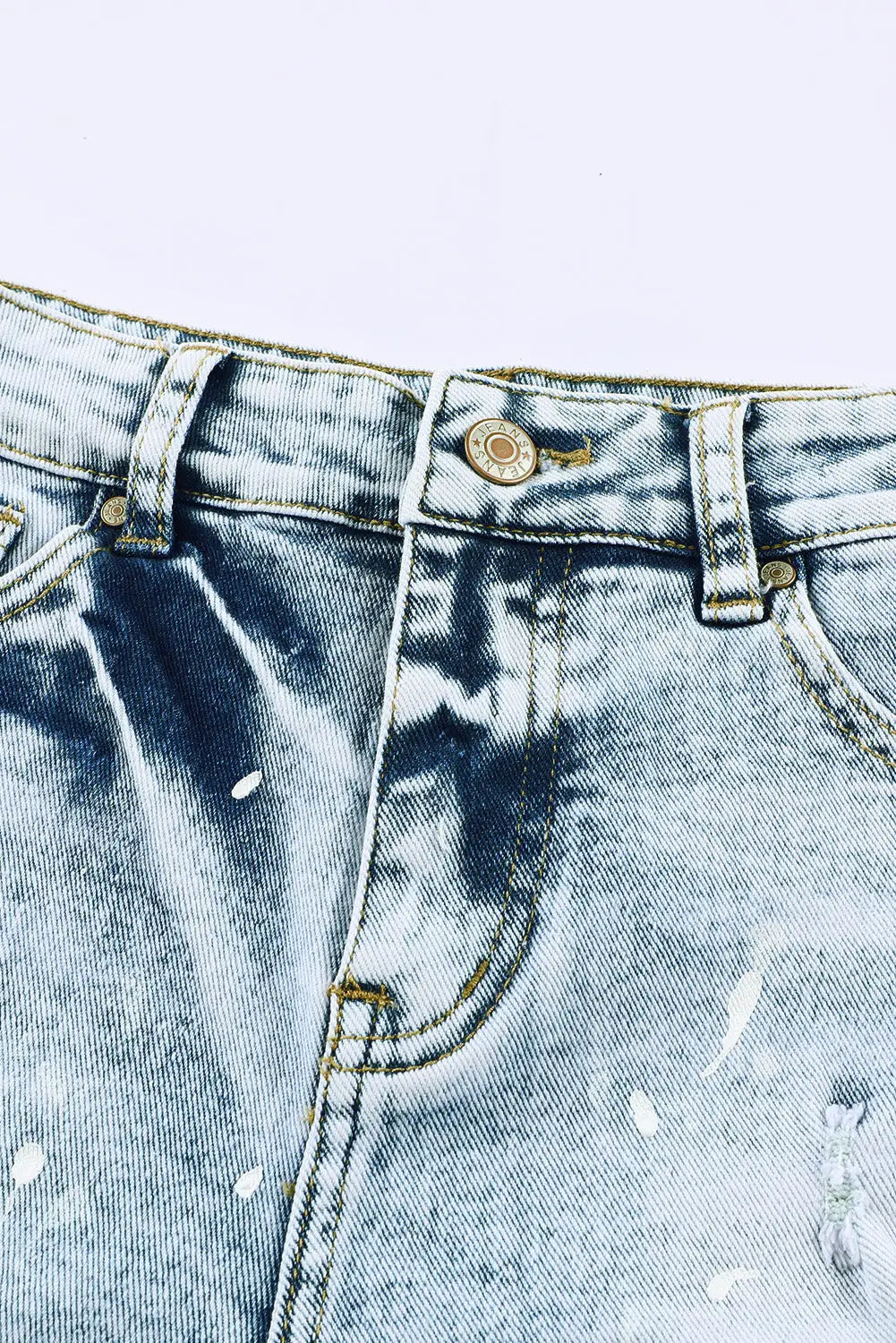 Sky Blue Distressed Bleached Denim Shorts-7