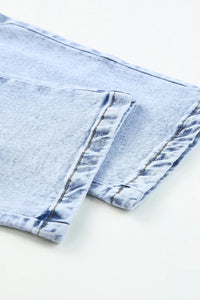 Thumbnail for Sky Blue High Waist Wide Leg Cargo Jeans-10