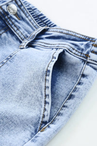 Thumbnail for Sky Blue High Waist Wide Leg Cargo Jeans-12