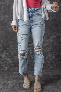 Thumbnail for Frayed Slim Fit High Waist Jeans-0