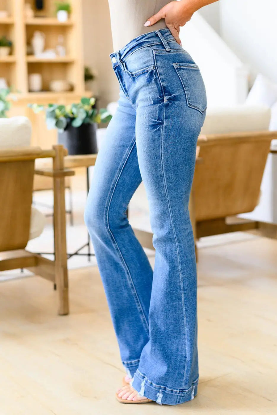 Medium Wash Flare Jeans-2