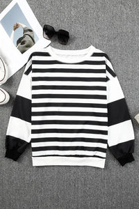 Thumbnail for Stripe Drop Shoulder Striped Pullover Sweatshirt-16