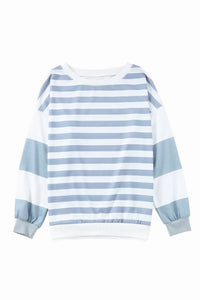 Thumbnail for Stripe Drop Shoulder Striped Pullover Sweatshirt-19