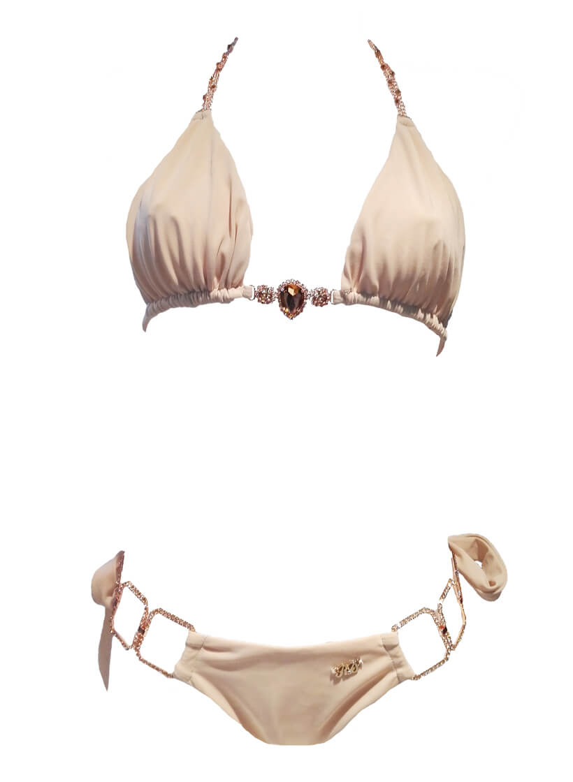 Tessa Triangle Top & Tie Side Bottom - Nude-1