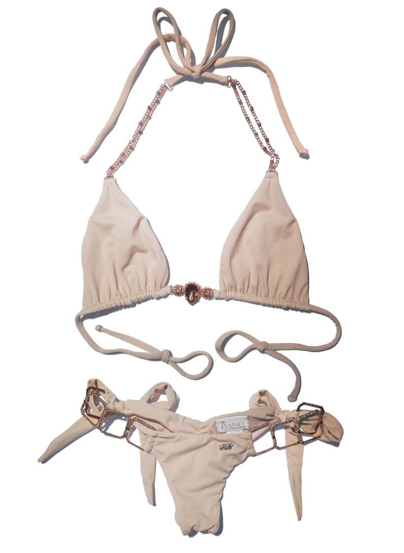 Tessa Triangle Top & Tie Side Bottom - Nude-5