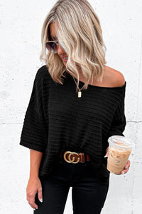 Thumbnail for Textured Knit Drop Shoulder Tee-49