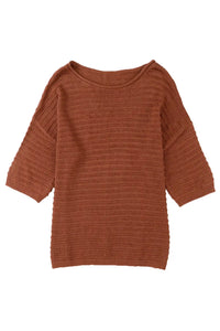 Thumbnail for Textured Knit Drop Shoulder Tee-41