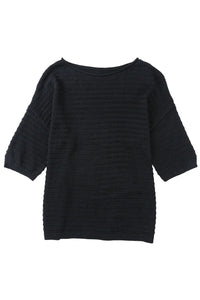 Thumbnail for Textured Knit Drop Shoulder Tee-55