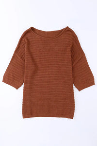 Thumbnail for Textured Knit Drop Shoulder Tee-39