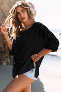 Thumbnail for Textured Knit Drop Shoulder Tee-44