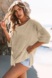 Thumbnail for Textured Knit Drop Shoulder Tee-20