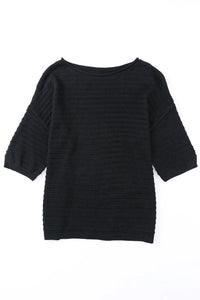 Thumbnail for Textured Knit Drop Shoulder Tee-53