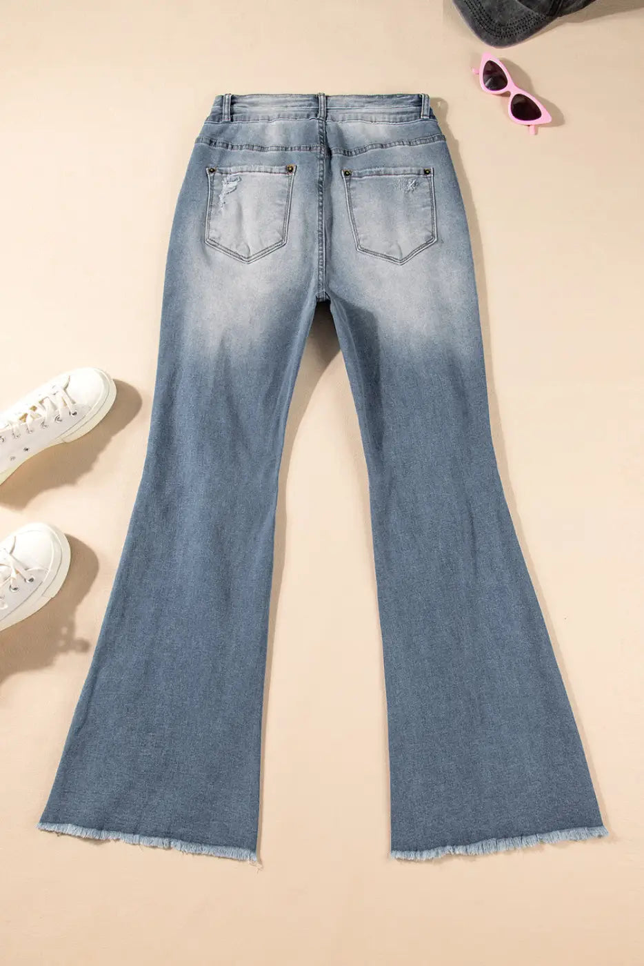 Vintage Ripped Raw Edge Flare Jeans-4