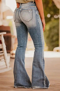 Thumbnail for Vintage Ripped Raw Edge Flare Jeans-1