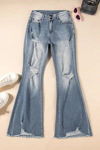 Thumbnail for Vintage Ripped Raw Edge Flare Jeans-3