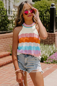 Thumbnail for Wavy Striped Knit Tank Top-3