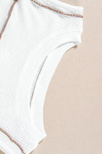 Thumbnail for White Contrast Seams Ribbed Tank Top-9