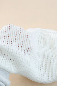 Thumbnail for White Hollow-out Knitted Short Sleeve T Shirt-9