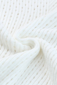 Thumbnail for White Hollow-out Knitted Short Sleeve T Shirt-10
