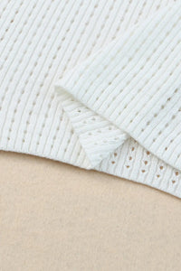 Thumbnail for White Hollow-out Knitted Short Sleeve T Shirt-8