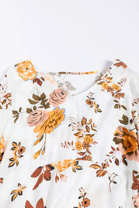Thumbnail for White Printed Floral Print Layered Sleeve Mini Dress-10