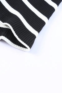 Thumbnail for White Striped Print Ribbed O-neck Sleeveless Top-30