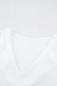 Thumbnail for White V Neck Short Sleeve Tee-10