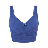 Thumbnail for Silk & Organic Cotton Back Support Bra (Almond Peach & Pagent Blue)-3