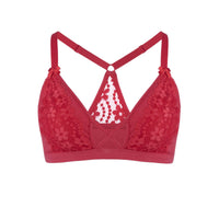 Thumbnail for Passion Red - Lace Organic Cotton & Silk Bralette-2