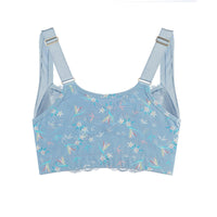 Thumbnail for Back Support Silk & Organic Cotton Sports Bra (Floral Spritz & Lily white)-14
