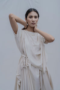 Thumbnail for Jess Overlap Asymmetric Dress in Off-white