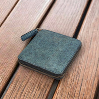 Thumbnail for Coconut Leather Small Zip Wallet - Dark Indigo
