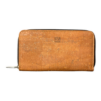 Thumbnail for Cork Leather Vegan Zip Wallet for Women - Rosy Brown