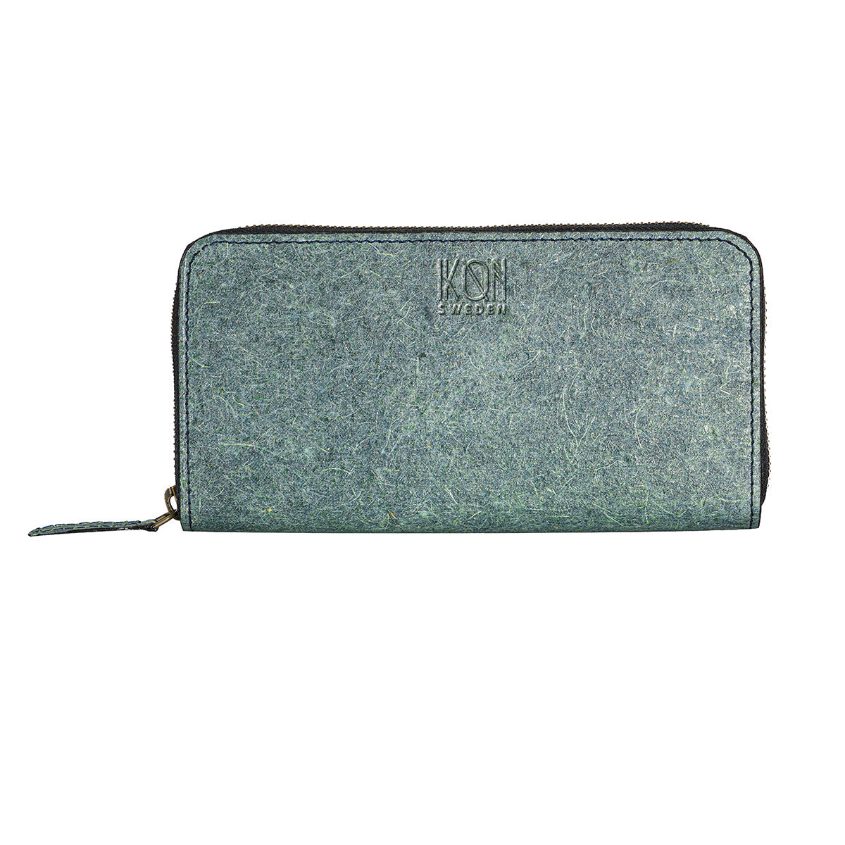 Coconut Leather Long Zip Wallet for Women - Ocean Green