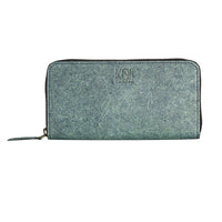 Thumbnail for Coconut Leather Long Zip Wallet for Women - Ocean Green